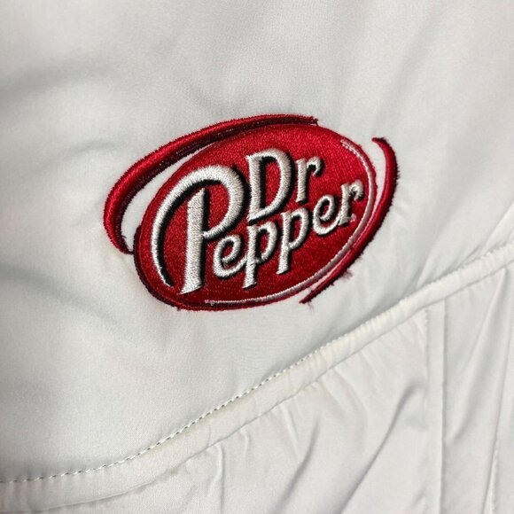 Dr Pepper Embroidered White Puffer Vest SEC Football Graphic NWT New Womens 2XL - Picture 3 of 7